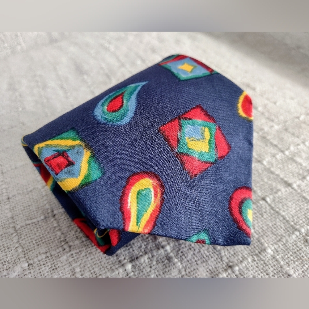 Like New Vintage 90's Bullock & Jones Colorful Blue Necktie Perfect Condition